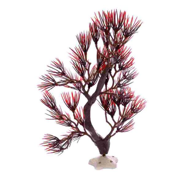 

decorations 1pc fake aquatic plant aquarium landscape decor fish tank adorn (dark red)