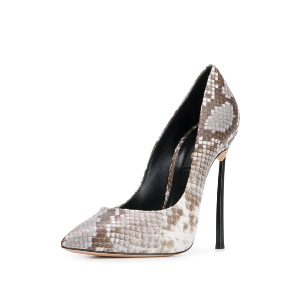 

high heels pointed toe pumps snake pattern women shoes for office dress, Black