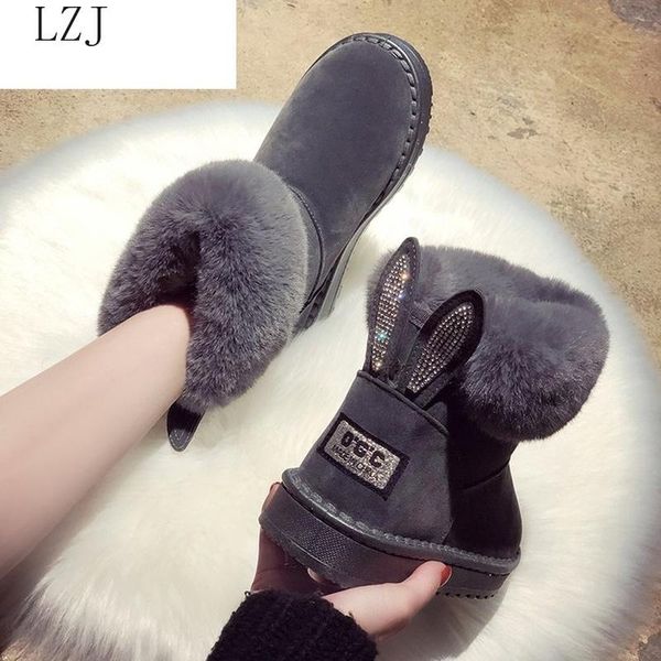 

boots women brand winter shoes warm black round toe casual plus size female snow