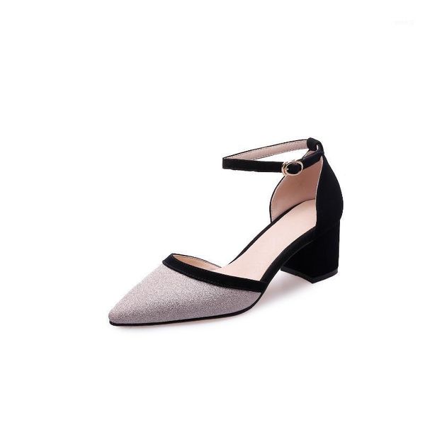 

spring and summer style with thick buckle hollow sandals female 33-401, Black