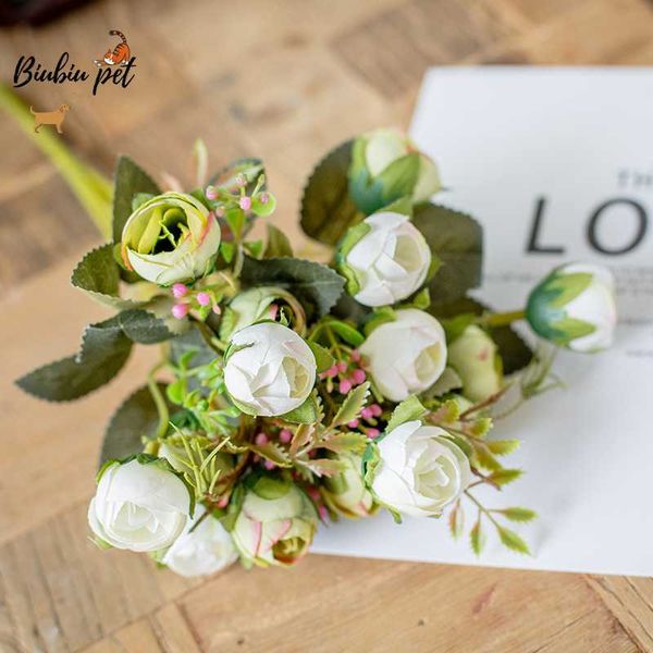 

decorative flowers & wreaths 15 small roses, artificial flowers, handlebars, tea silk wedding arches, plastic home decoration,