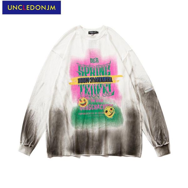 

men's t-shirts uncledonjm tie dyed oversized t shirt harajuku graphic shirts hip hop men clothing high street mens tees 6811, White;black