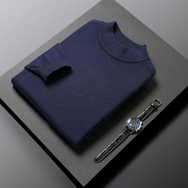 

men's sweaters 2021 autum winter high man end fashion brand half turtle neck knitted pullover sweater men woolen casual jumper clothes, White;black