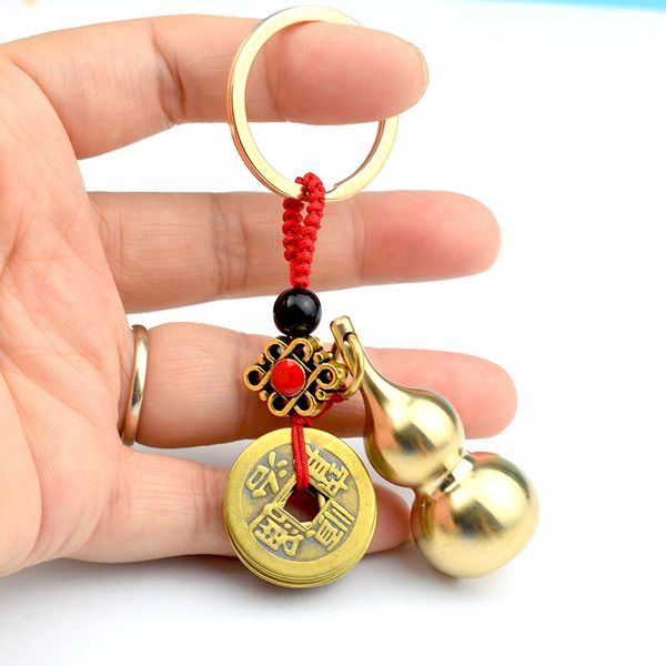 

handmade key chain, brass gourd, car pendant, fulu, ping'an ornament, gift, small bronze ware, Silver