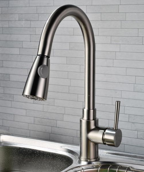 

kitchen faucets silver single handle pull out tap hole swivel 360 degree water mixer
