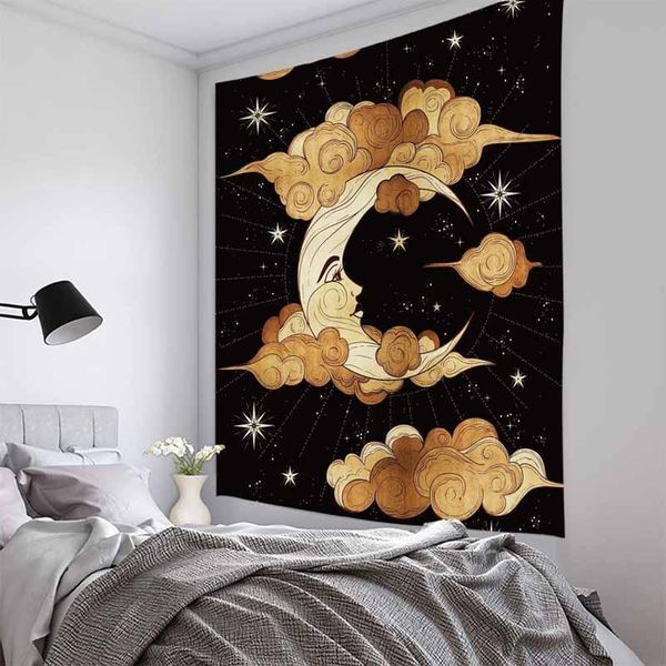 

tapestries retro goddess girl moon tapestry wall hanging black witchcraft supplies dorm decor trippy celestial ancient blanket