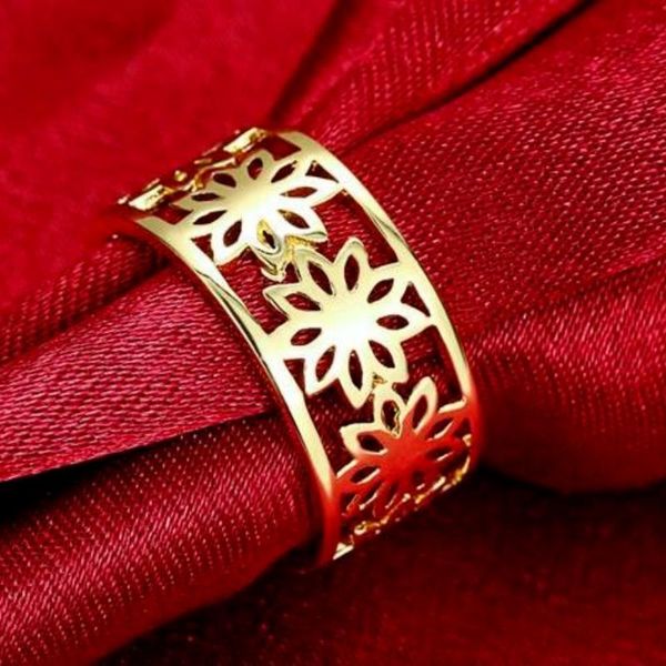 

wedding rings wholesale beautiful pretty cute fashion party yellow flower gold color nice women crystal lady ring jewelry, Slivery;golden