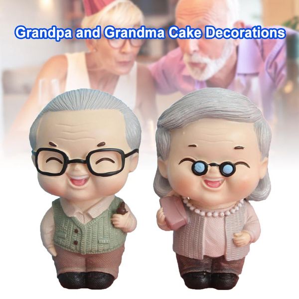 

elderly couple resin wedding anniversary statues collectible figurines for cake home decoration b1 decorative objects &