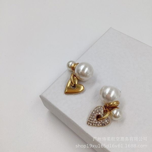 

75%off outlet new love with pearl earrings and simple earrings, Silver