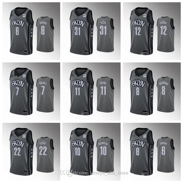 

092020 Brooklyn\rNets\rMen Kyrie Irving 2019-20 Gray Jersey Caris LeVert Taurean Prince Joe Harris Kyrie Irving Kenneth Faried, Color5