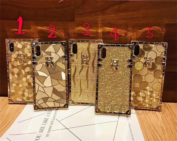 3D-Luxus-Quadrat-Gold-Glitzer-Abdeckungshüllen für iPhone 12 11 Pro Max X XR XS 6S 7 8 plus hochwertige Anti-Fall-Softphone-Coque-Hüllen
