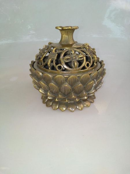 

sachet bags chinese hand carved brass hollow lotus incense burner