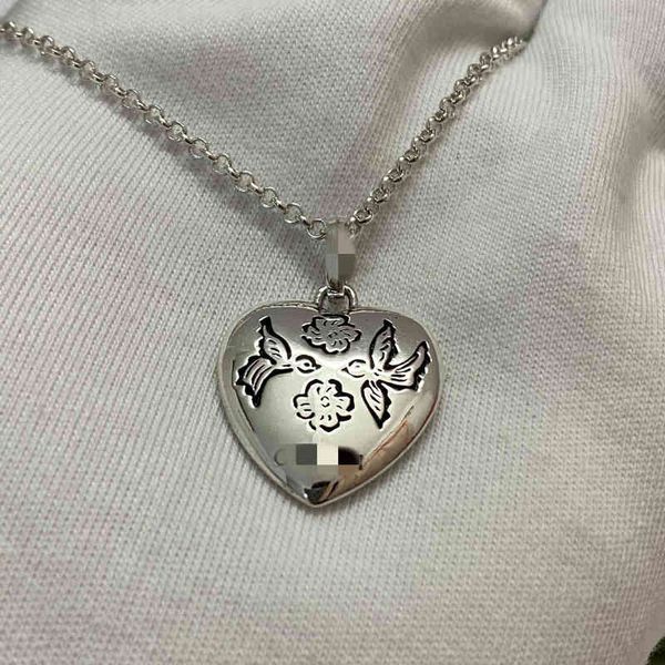 

antique flower bird love fearless necklace 925 silver face fashion pattern heart shaped pendant