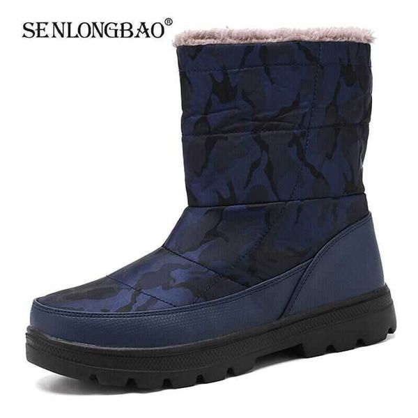 

winter high boots outdoor waterproof men snow zipper non-slip men's plush warm casual ankle sneakers 210619, Black