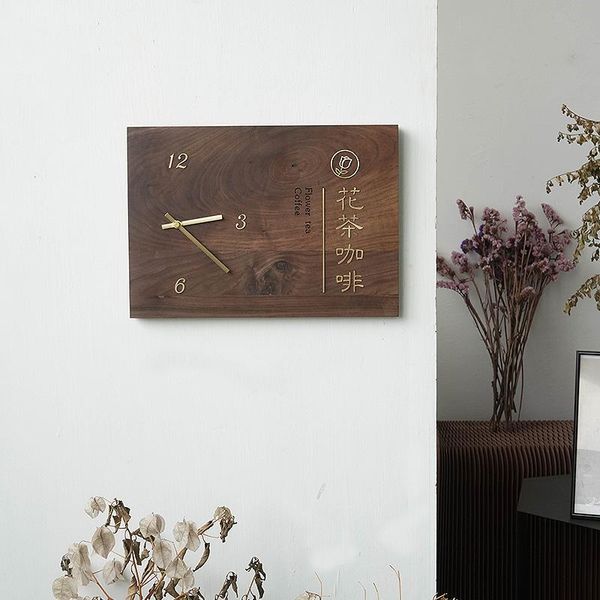 

walnut customized living room creative household solid wood simple wall coffee shop brass decorative clock clocks