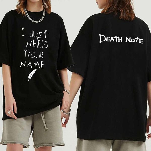 

men's t-shirts death note o-neck fashion hip hop print anime t-shirt, White;black
