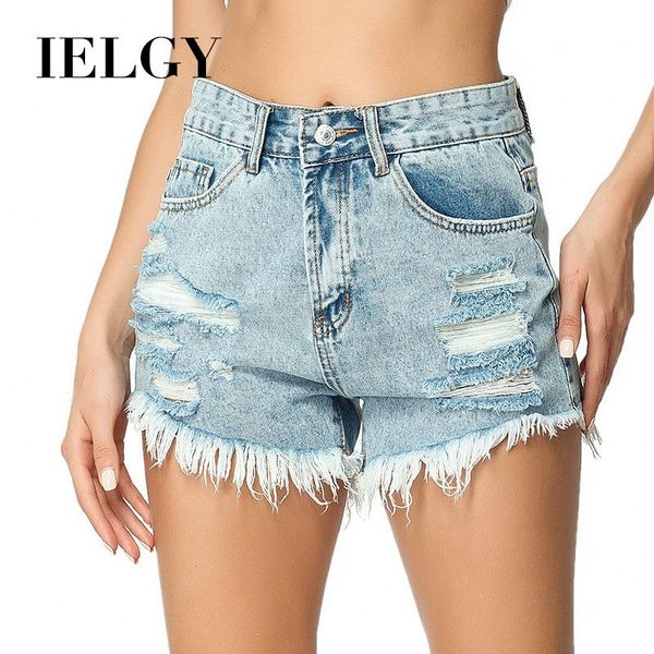 

women's jeans ielgy denim shorts ripped plus size, Blue