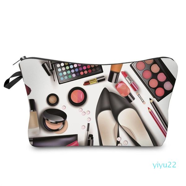 

lady organizer pouch storage makeup bag gifts women zipped 3d shoes eyeshadow printing travel cosmetics bag