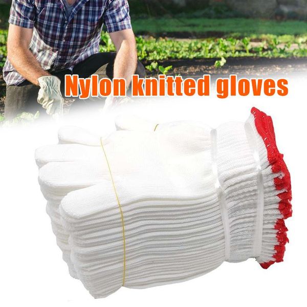 

disposable gloves 12/24pcs thin nylon labor knitted outdoor garden work wear-resistant non-slip protective bjstore