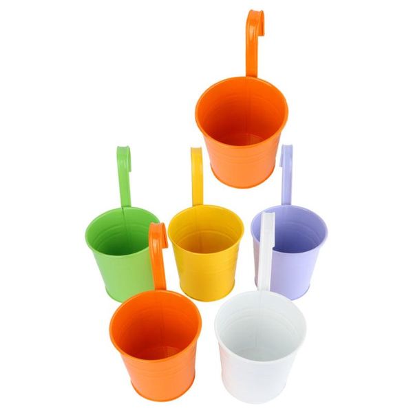

waste bins 6pcs flower hanging bucket unique plant iron gardening