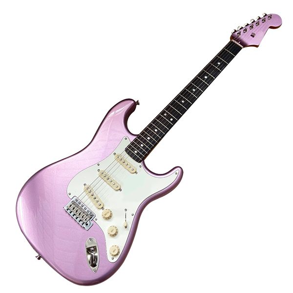 

6 strings metallic purple electric guitar with white pickguard,rosewood fretboard