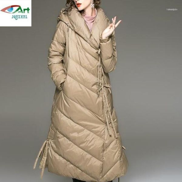 

women's down & parkas winter loose long hooded jacket coat female long-sleeved warm simple women high-quality parker coats as8311, Black