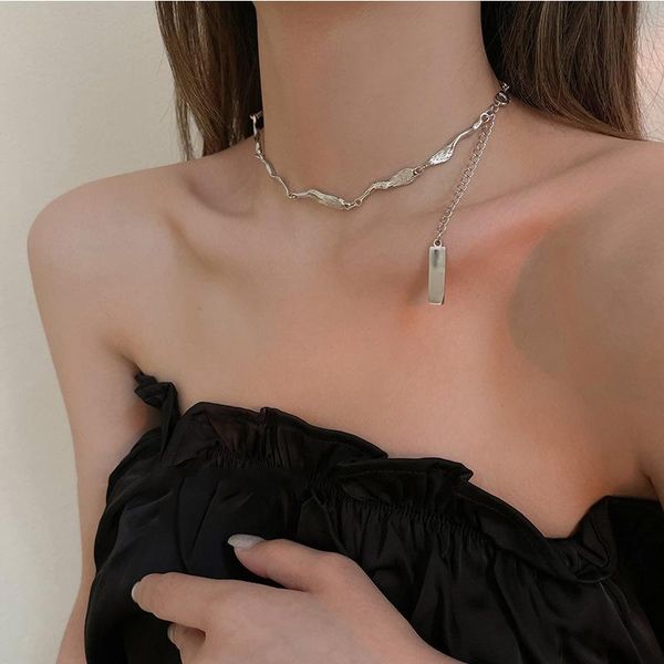 

chains gothic punk hip hop women's pendant necklace fashion jewelry simple collarbone chain wholesale, Silver
