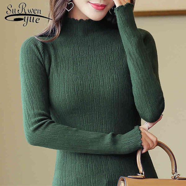 

autumn&winter fashion slim women sweater long sleeve turtleneck clothing casual soft pullovers 5122 50 210508, White;black