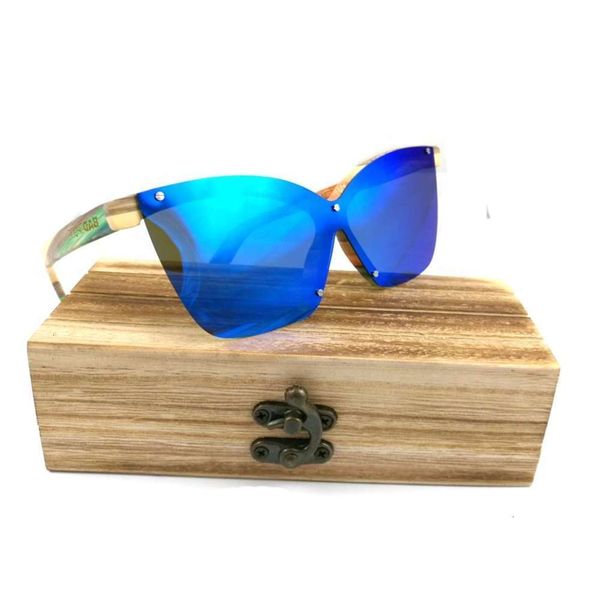 

highend accessories cool one piece lens fashion women mirror polarized wooden sunglass, Black