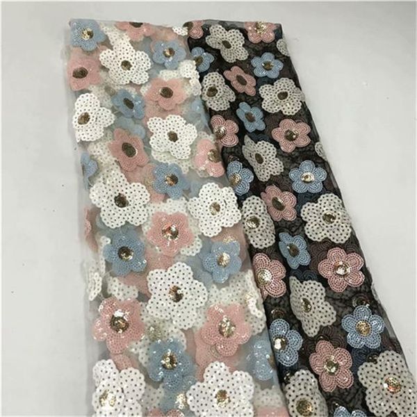 

ribbon nigerian french lace fabrics 2021glitte sequins african tulle fabric wedding for dress, Pink;blue