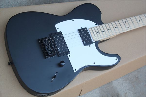 

6 strings matte black electric guitar wit black pickguard,rosewood fretboard