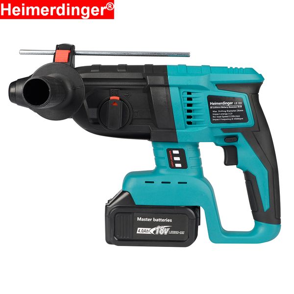 

18v rechargeable brushless cordless rotary hammer drill electric hammer impact drill with 4.0ah battery
