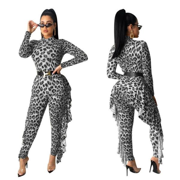 

women's jumpsuits & rompers 2021 womens leopard casual winter playsuit bodycon party jumpsuit romper trousers, Black;white