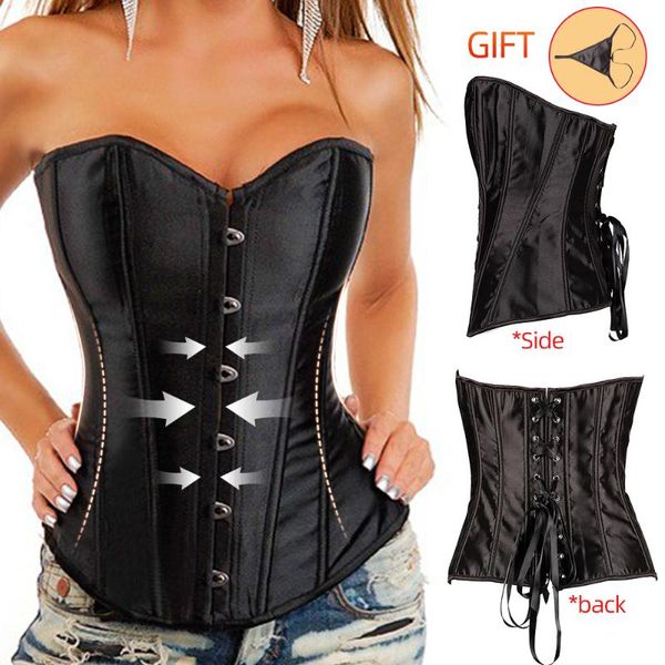 

bustiers & corsets women's corset bustier satin costume overbust corselet brocade vintage style bridal slimming plus size, Black;white