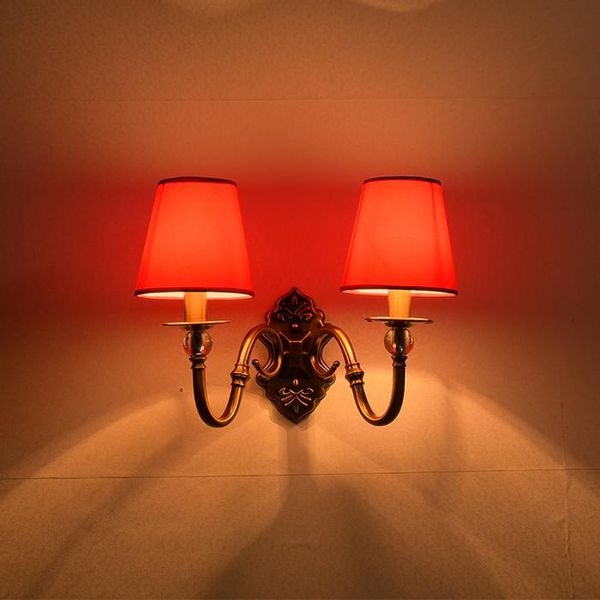 

wall lamps wedding deco red light cloth lamp modern lighting bedroom bedside living room led background warm romantic lights