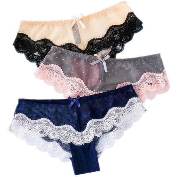 

women's panties woman low-rise lace breathable hollow out cozy soft lingerie female briefs panty transparent underpants, Black;pink