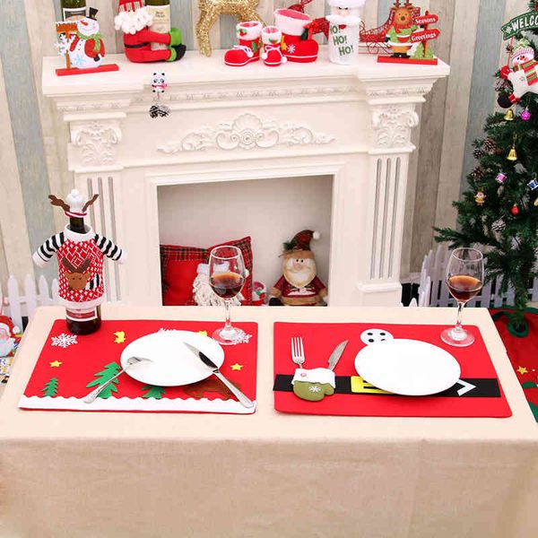 

christmas new tableware mat knife and fork household products deskdecorations