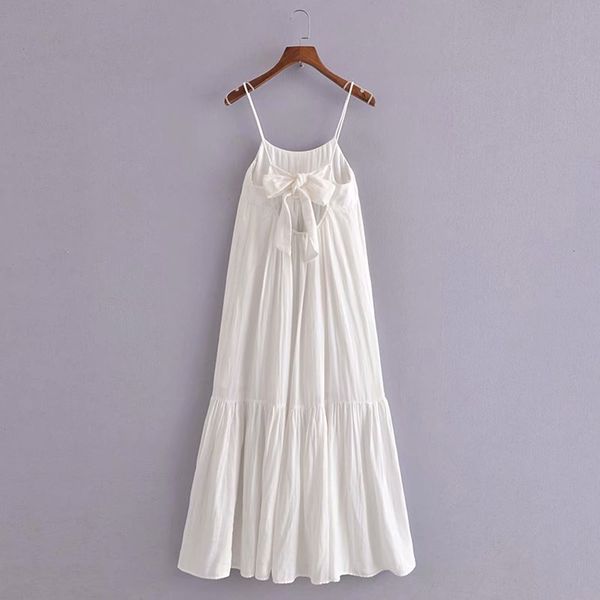 

casual dresses 2021 female seaside style suspend midi loose white in layers of len summer, Black;gray