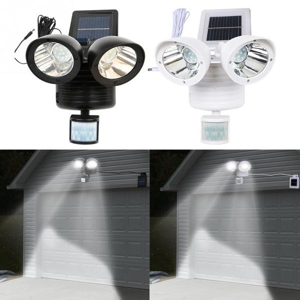 

solar lamps 22led dual head garden flood light outdoors security lights pir motion sensor path wall emergency floodlight eub