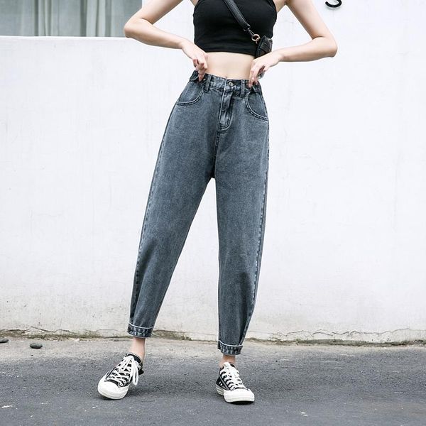 

woman mom jeans pants boyfriend for womens women's harem with high waistlarge size ladies denim loose blue