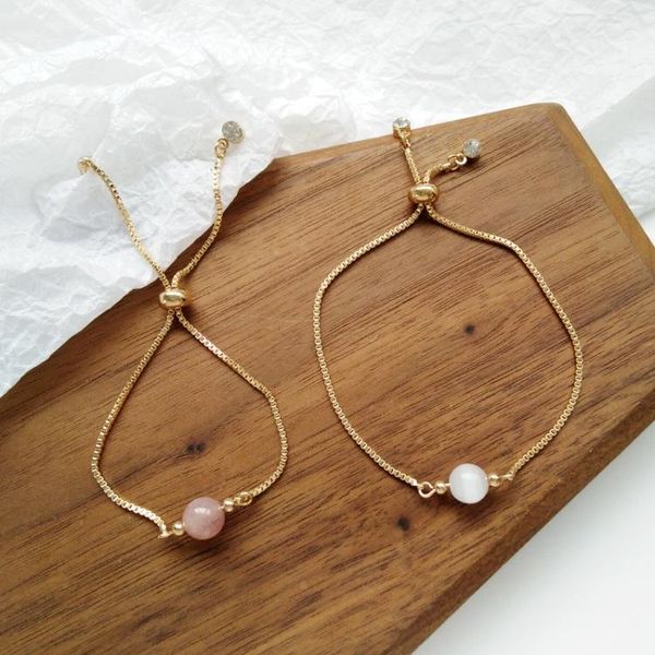 

bangle gu-201 trendy strawberry crystal bracelet japanese-korean style opal pull-out adjustable, Black