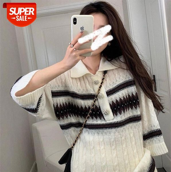 

jiang seqi same paragraph mohair diamond button french twist polo collar sweater #uu6s, Black