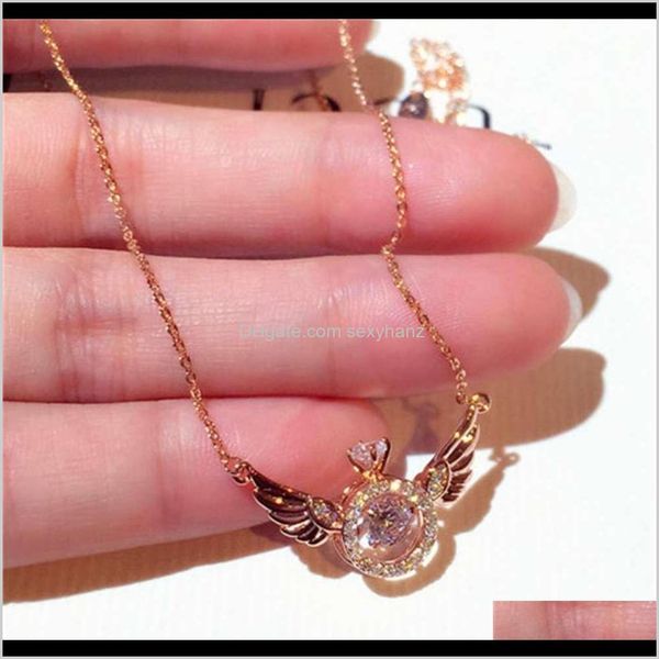 

pendant necklaces & jewelry drop delivery 2021 pendants fashion japanese and trend super flash inlaid diamond wings temperament clavicle nec, Silver