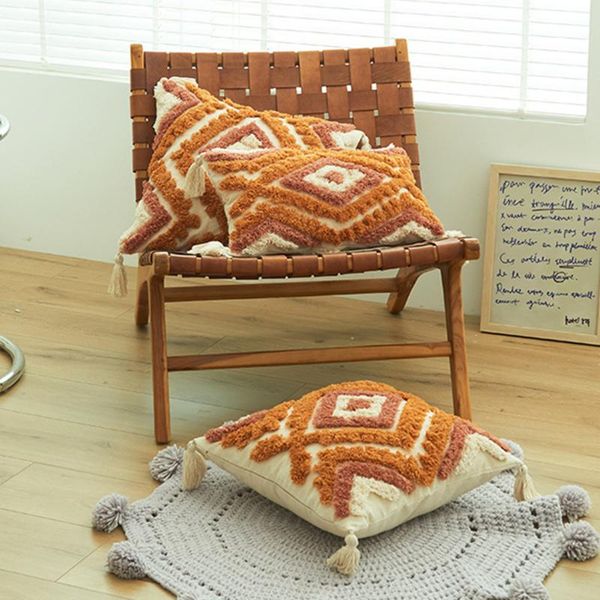 

pillow case cushion cover with tassels zipper home sofa bed throw decor piilow