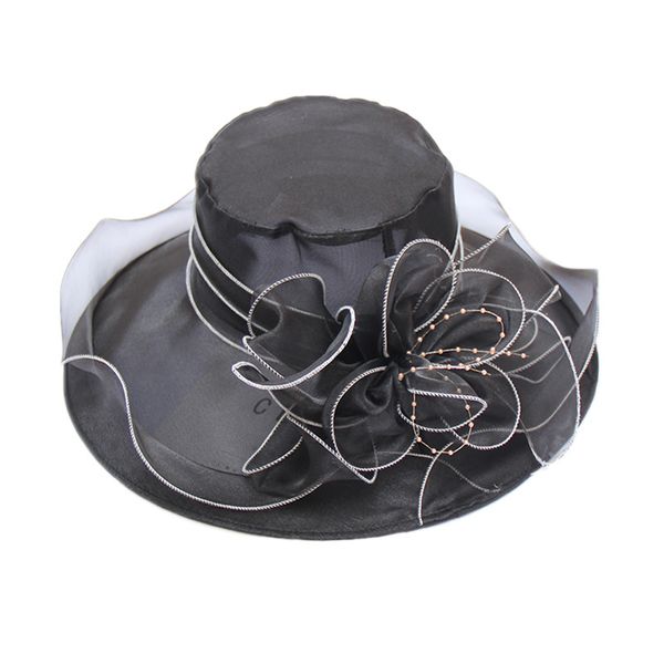 Cappelli a tesa larga Cappelli a secchiello Abito da donna alla moda Cappello in organza da sposa Cappello a fiori da chiesa Cappelli eleganti derby Ragazze Visiera parasole a tesa larga Cappello da corsa Fascia da sposa