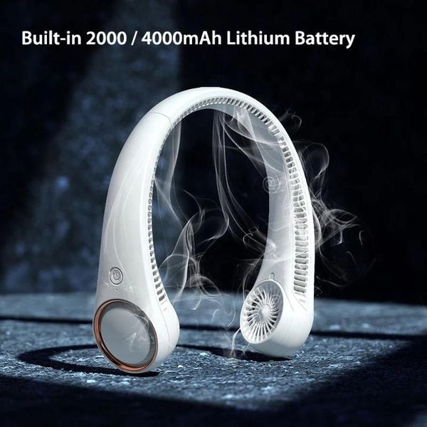 

electric fans mute neckband portable mini to leafless fan outdoor sport usb rechargeable three-speed mode surround summer