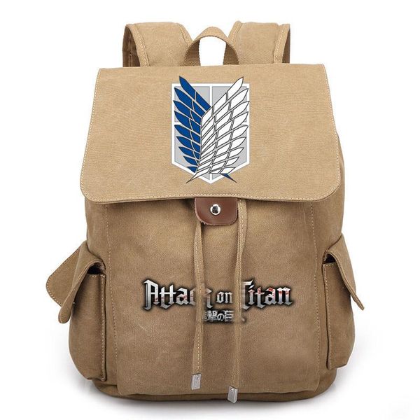 

backpack attack on titan retro style for men hiking outdoor travel vintage canvas bag causal high quality