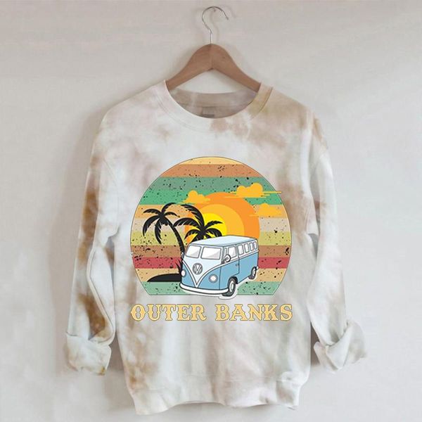 

women's hoodies & sweatshirts fashion women pullover sweatshirt ladies print tie-dye casual long sleeve round neck oversized cool girls, Black