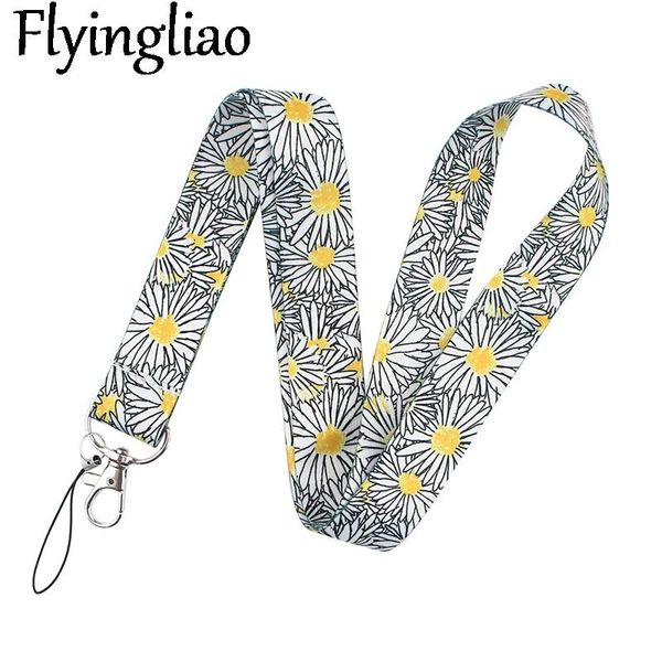 

fresh daisy sunflower lanyard keys phone holder funny neck strap with keyring id card diy animal webbings ribbons hang rope gift cell straps
