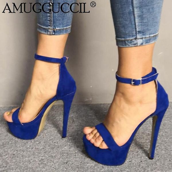 

dress shoes customize 2021 plus big size 35-52 blue buckle fashion high heel platform party summer female women lady sandal l1218, Black